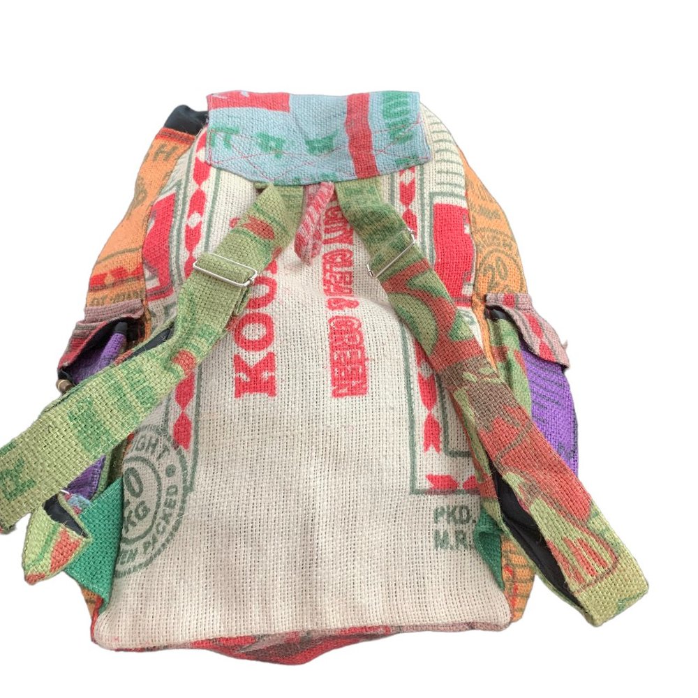 Burlap Colorful Backpack Made in Nepal - New